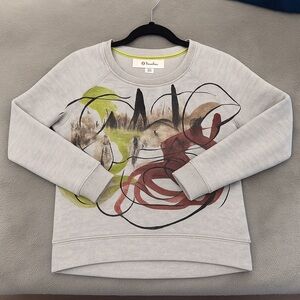 Neiman Marcus Abstract Art Crewneck Sweatshirt XS Gray Long Sleeve